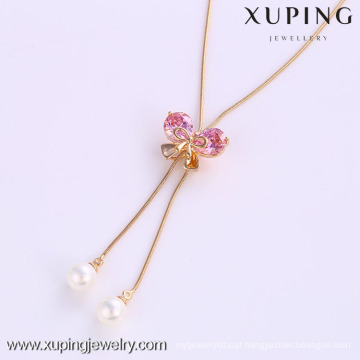 41779-Xuping Wholesale charms party gifts bowknot shape necklace with pearl
